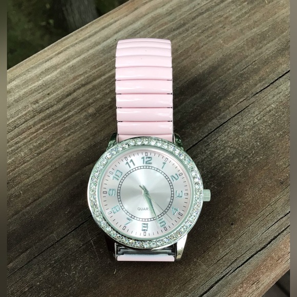 Pink Quartz Watch with Rhinestone Bezel - Picture 3 of 3
